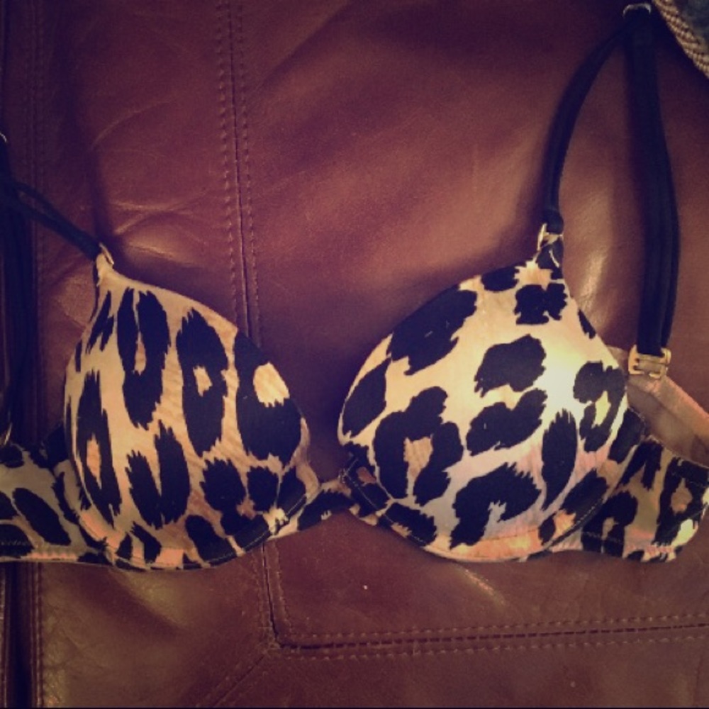 Victoria’s Secret Satin Push-Up Leopard Bra, 32A